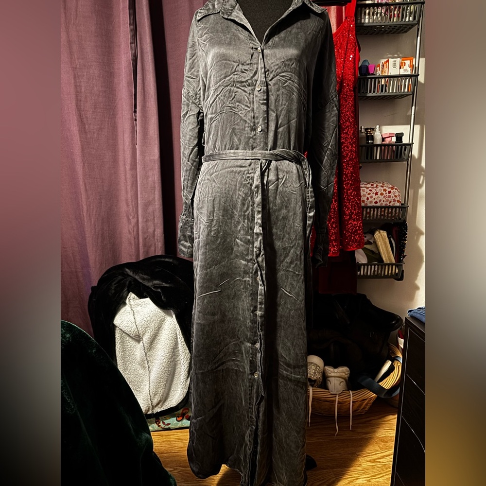 Banana Republic 100% Silk Long Sleeve button up dress.
